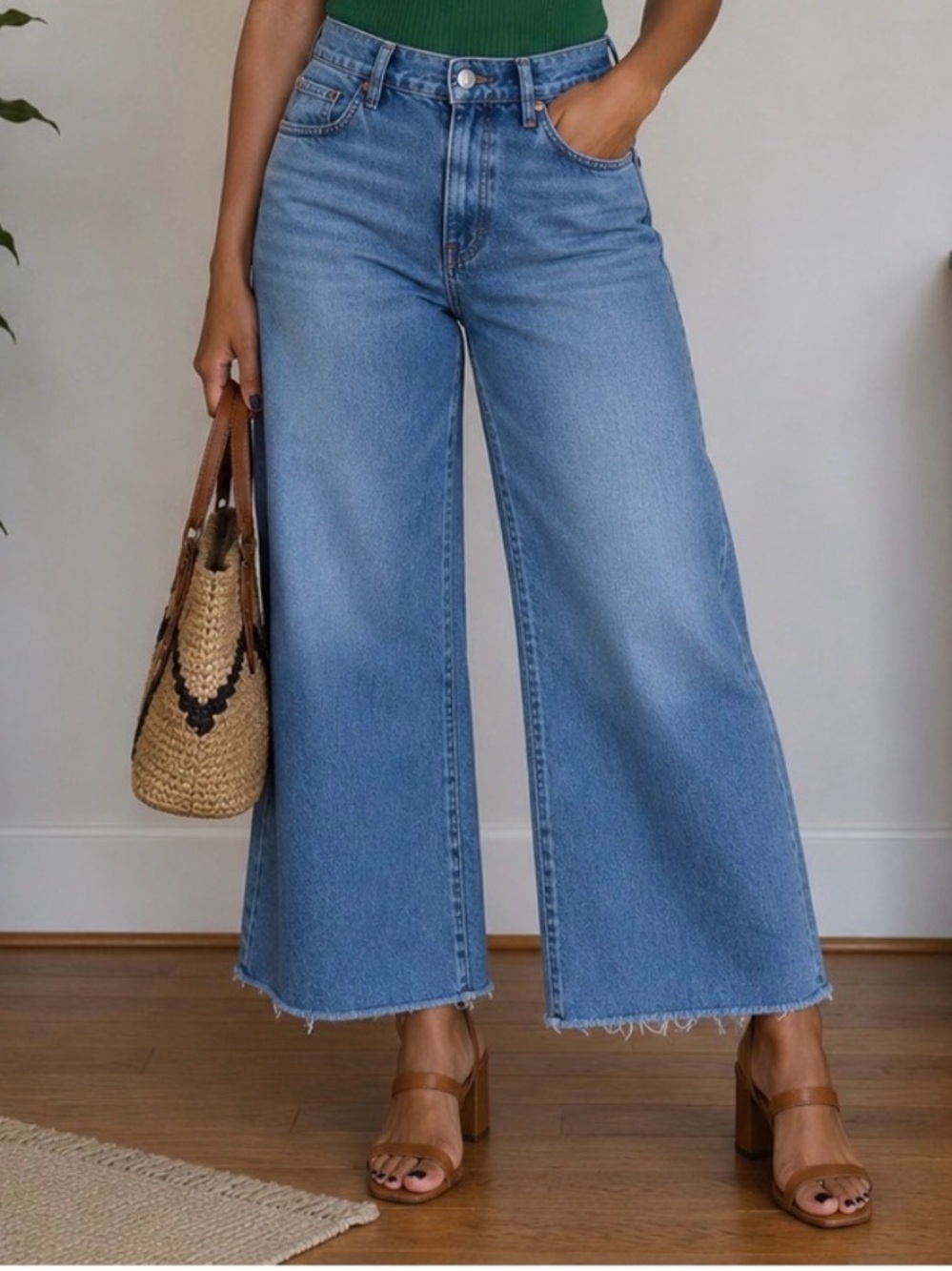 Banana Republic Raw Hem Wide-Leg Crop  Jeans